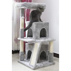 Toozey Cat Tree, 41.3 Inches Multi-Level Cat Tower with 2 Condos, Scratching Posts and Ramp, Soft Plush Cat Houses for Indoor Cats, Made with CARB-Certified Boards