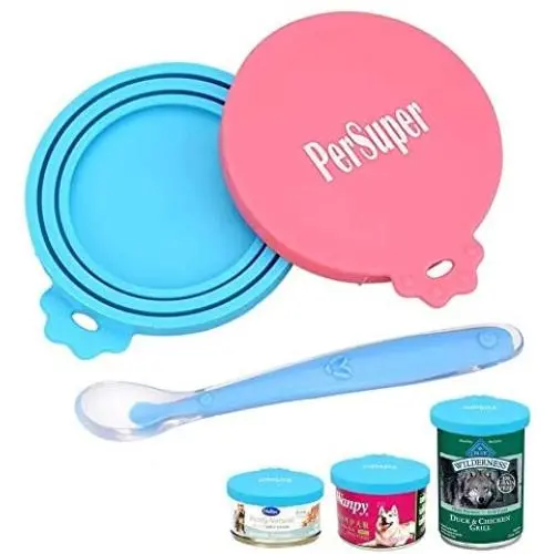 PERSUPER Pet Can Covers Scoop Packaging - 1 Spoon + 2 Pack Universal BPA Free Silicone Pet Food Can Multiple Sizes Lid Covers, One Size Fits All Standard Size Dog and Cat Can Tops PERSUPER Pet Can Covers Scoop Packaging - 1 Spoon + 2 Pack Universal BPA Free Silicone Pet Food Can Multiple Sizes Lid Covers, One Size Fits All Standard Size Dog and Cat Can Tops