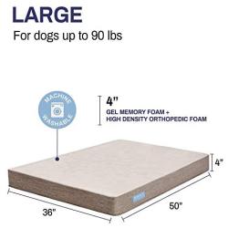 BDEUS Orthopedic 4 High Gel-Infused Memory Foam Dog Bed for Large Dogs, Plush Pet Bed Mattress for Joint Relief, Machine Washable Cuddler with Removable Cover and Waterproof Lining for Dogs and Cats