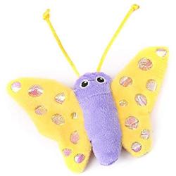 ocijf179 Cat Toy Funny Cute Plush Butterfly Pet Cat Kitten Catching Interactive Play Sound Toy - Blue