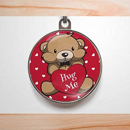 BYRON HOYLE Pet ID Tag Toy Bear Dog Tag, Hug Me Custom Engraved Puppy Tag Stainless Steel Dog Cat ID Tags Front & Back Text Alloy Sign Durable Pet License Plate Pet Gift