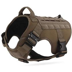 Working Dog MOLLE Vest with Handle Military No Pull Adjustable Service Vest for Large Medium Dogs with 2 Metal Buckles, No Pulling Front Leash Clip, Hook & Loop for Dog Patch