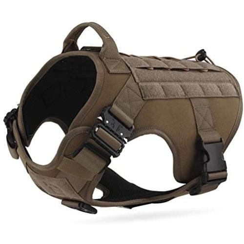 Working Dog MOLLE Vest with Handle Military No Pull Adjustable Service Vest for Large Medium Dogs with 2 Metal Buckles, No Pulling Front Leash Clip, Hook & Loop for Dog Patch