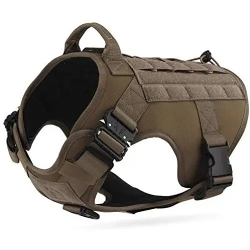 Working Dog MOLLE Vest with Handle Military No Pull Adjustable Service Vest for Large Medium Dogs with 2 Metal Buckles, No Pulling Front Leash Clip, Hook & Loop for Dog Patch Working Dog MOLLE Vest with Handle Military No Pull Adjustable Service Vest for Large Medium Dogs with 2 Metal Buckles, No Pulling Front Leash Clip, Hook & Loop for Dog Patch