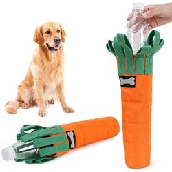 Hengu Carrot Bite-Resistant Dog Toy, Thick Oxford Cloth Cover for Plastic Bottle Self-Made Pet Toy with Sniffs Interactive Play Design, Perfect for Medium Big Dogs Chew Toy