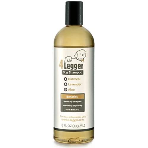 4-Legger Organic Oatmeal Dog Shampoo with Aloe and Lavender Essential Oil - All Natural Safely Soothe, Condition and Moisturize Normal to Dry, Itchy Sensitive Skin - Made in USA - 16 oz