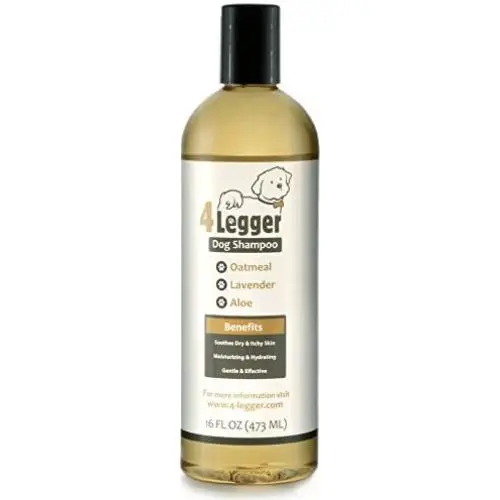 4-Legger Organic Oatmeal Dog Shampoo with Aloe and Lavender Essential Oil - All Natural Safely Soothe, Condition and Moisturize Normal to Dry, Itchy Sensitive Skin - Made in USA - 16 oz 4-Legger Organic Oatmeal Dog Shampoo with Aloe and Lavender Essential Oil - All Natural Safely Soothe, Condition and Moisturize Normal to Dry, Itchy Sensitive Skin - Made in USA - 16 oz