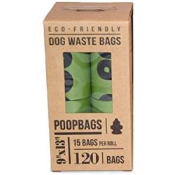 PoopBags Eco-Friendly Dog Waste Bags, 8 Rolls, 120 Bags