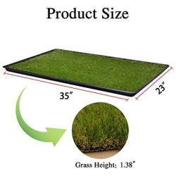 LOOBANI 35in x 23in Extra Large Grass Porch Potty Tray, 2-Packs Replacement Artificial Fake Grass Puppy Training Pads- Portable Dog Patio Potty for Balcony/Apartment Use