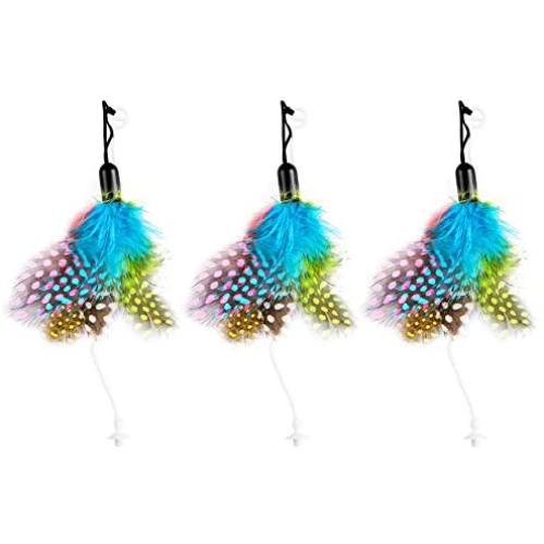 Ralthy Interactive Robotic Cat Toys Accessories, Replacement Cat Feather Toys, Pet Exercise Feather Stickers Toys for Indoor Cats/Kitten(3 pcs)