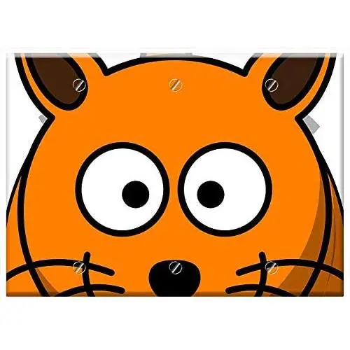 Triple Blank Wall Plate Cover - Cat Animal Feline Kitty Orange Pet Happy Smiling Triple Blank Wall Plate Cover - Cat Animal Feline Kitty Orange Pet Happy Smiling