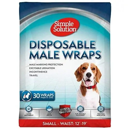 Simple Solution Disposable Dog Diapers for Male Dogs | Male Wraps with Super Absorbent Leak-Proof Fit | Excitable Urination, Incontinence, or Male Marking | Small | 30 Count
