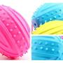 XIHONGSHIR Dog Ball Chew Toys, Rugby Dog Toys Squeaky Balls, Tooth Cleaning, Exercise Game Ball, Nontoxic Bite Resistant,2Pcs (Blue),Pink