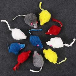 Pudwy 10 pcs/Set Mini Funny Rabbit Fur False Mouse Simulation Mice with Squeak Noise Playing Toys for Cats Kitten Pet Supplies