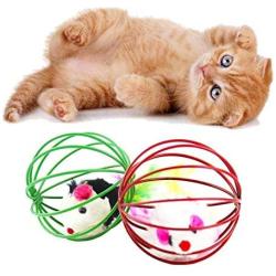 Anixl Pet Cat Funny Playing Toy Teal Fake Mouse Mice Rat in Cage Ball