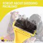 BRILLIARE Dematting Tool+Free Stainless-Steel Comb, Pet Grooming Tool, 2 Sided Undercoat Blade Rake for Cat&Dog, Deshedding Brush for Easy Mats&Tangles Removing, No More Nasty Shedding and Flying Hair