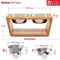 Premium 7'' Elevated Dog and Cat Pet Feeder, Double Bowl Raised Stand Comes with Extra Two Stainless Steel Bowls. Perfect for Dogs and Cats.