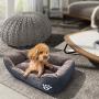 Handyone Medium Dog Bed & cat Bed, Calming Dog Bed with Machine Washable, Warming Durable Dog beds for Small Medium Dogs-Grey