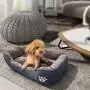 Handyone Medium Dog Bed & cat Bed, Calming Dog Bed with Machine Washable, Warming Durable Dog beds for Small Medium Dogs-Grey