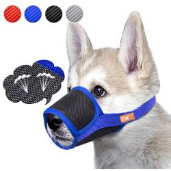 Dog Muzzle Breathable Mesh Mask Stop Biting, Barking and Chewing, Cover with Hook & Loop for Dogs, Adjustable