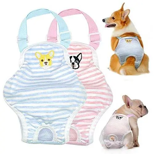 Stock Show 1PC Dog Cute Summer Cotton Stripe Sanitary Pantie with Adjustable Strap Suspender Physiological Pants Pet Underwear Diapers Jumpsuits for Girl Dogs Medium Large Corgi French Bulldog, Pink Stock Show 1PC Dog Cute Summer Cotton Stripe Sanitary Pantie with Adjustable Strap Suspender Physiological Pants Pet Underwear Diapers Jumpsuits for Girl Dogs Medium Large Corgi French Bulldog, Pink