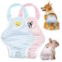 Stock Show 1PC Dog Cute Summer Cotton Stripe Sanitary Pantie with Adjustable Strap Suspender Physiological Pants Pet Underwear Diapers Jumpsuits for Girl Dogs Medium Large Corgi French Bulldog, Pink
