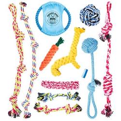 Pacific Pups Products supporting pacificpuprescue.com dog rope toys for aggressive chewers-set of 11 nearly indestructible dog toys-bonus giraffe rope toys-benefits non profit dog rescue.