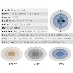N/P Cat Ramie Claw Grinding Pad, Cat Natural Ramie Scratch Pad, Scratch Mat for Cat Grinding Claws & Protecting Furniture (Circle Diameter: 14.1''/36CM)