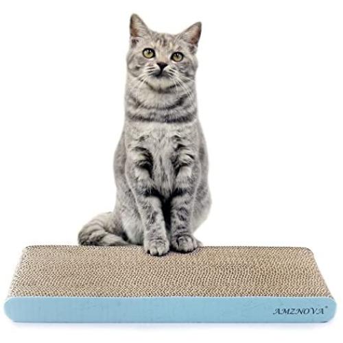 AMZNOVA Cat Scratcher Cardboard Scratching Pads Scratch Lounge Sofa Bed, Baby Blue