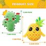 Dog Squeak Toys for Chewers - 2 Pack 2-in-1 Interactive Stuffed Plush Dog Toy with Surprise Ball Inside, Cute Durable Tug and Fetch Toys Pineapple and Cactus Pet Chew Toys for Small to Lagre Dogs