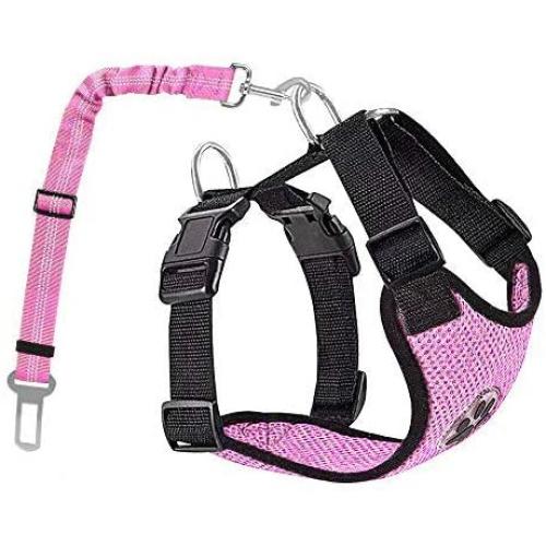 AUTOWT Dog Safety Vest Harness, Pet Car Harness Dog Safety Seatbelt Breathable Mesh Fabric Vest with Adjustable Strap for Travel and Daily Use in Vehicle for Dogs Puppy Cats
