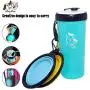 iDogiCat Dog Water Bottle for Walking - 2 in 1 Portable Travel Dual Chambered Pets Drinking Cup Dispenser Mug and Food Container with 2 Collapsible Bowls iDogiCat Dog Water Bottle for Walking - 2 in 1 Portable Travel Dual Chambered Pets Drinking Cup Dispenser Mug and Food Container with 2 Collapsible Bowls