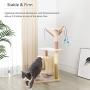 Famgizmo Cat Tree | Sisal Scratching Posts | 90cm Stable Cat Tower with Cat Cave | Cat Kitten Activity Centre | Dangling Toys | Cat Condo | Cat Furniture | Climbing Tower | Beige & Dark Blue