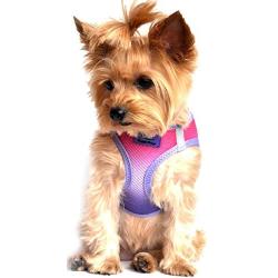 DOGGIE DESIGN Ultra Choke Free Step in Reflective Dog Harness American River Ombre Raspberry Sundae