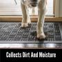 Gorilla Grip Doormat and Pet Feeding Placemat, Doormat is Size 47x35 in Gray Stone Paws Pattern, Pet Feeding Mat is Size 18.5x11.5 in Gray, Great for Messes from Dogs and Cats, 2 Item Pet Bundle