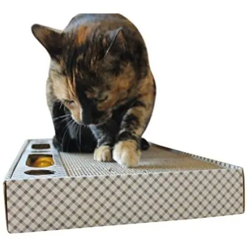 3CatS Cat Toy and Scratcher with Jingle Balls in Track - Cardboard Cat Scratching Box 3CatS Cat Toy and Scratcher with Jingle Balls in Track - Cardboard Cat Scratching Box
