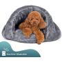PLS Birdsong The Original Cuddle Pouch Pet Bed (Small), Dog Cave, Covered Hooded Pet Bed, Cosy, for Burrower Cats and Dogs, Gray