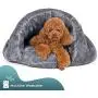 PLS Birdsong The Original Cuddle Pouch Pet Bed (Small), Dog Cave, Covered Hooded Pet Bed, Cosy, for Burrower Cats and Dogs, Gray