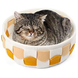 PrimePets Round Cat Beds for Indoor Cats, Reversible Cat Sleeping Cushion Mat for Puppy Kittens Dogs Rabbits, Anti Slip Waterproof Washable Foldable Pet Dog Bed for Small Breed Pets Anmials