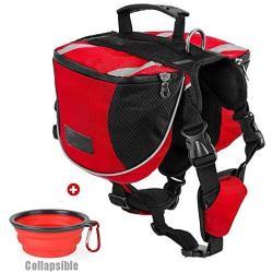 Lifeunion Polyester Dog Saddlebags Pack Hound Travel Camping Hiking Backpack Saddle Bag for Small Medium Large Dogs
