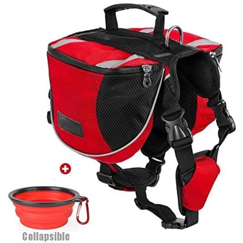 Lifeunion Polyester Dog Saddlebags Pack Hound Travel Camping Hiking Backpack Saddle Bag for Small Medium Large Dogs