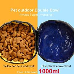 DORA BRIDAL 60oz Portable Pet Water/Food Bowl Container with Metal Hook,Foldable Large Capacity Dog Cat Drinking Feeder Cup Feeding Dish for Outdoor Travel Walk Hike,Waterproof Nylon Lightweight