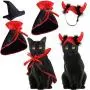 Weewooday 4 Pieces Halloween Pet Costume Set Including 2 Vampire Costume Cloaks 1 Pet Witch Hat and 1 Horn Hat for Cat and Dog Role Play Party Supplies Weewooday 4 Pieces Halloween Pet Costume Set Including 2 Vampire Costume Cloaks 1 Pet Witch Hat and 1 Horn Hat for Cat and Dog Role Play Party Supplies