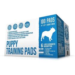 Bulldogology Premium Puppy Pee Pads with Adhesive Sticky Tape (24x24) Large Dog Training Wee Pads with 6 Layer Extra Quick Dry Bullsorbent Polymer Tech (100-Count, White)