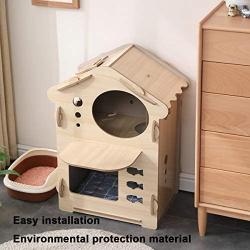 ACRO Wood Cat House cat Hiding Place Kitty Condo Cat Shelter for Indoor Equipped with Matching cat House pad