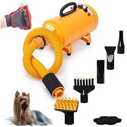 Free Paws Pet Dryer for Dog Cat Hair Blower, Portable Grooming Professional 4HP Forced Air Force Dryer for Dogs with Heating, for Large Small Pets Dogs Cats, Variable Speed (Yellow)