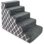 Best Pet Supplies USA Made Pet Steps/Stairs with CertiPUR-US Certified Foam for Dogs & Cats Gray Lattice Print, 5-Step (H: 22.5'') (ST255C-L)