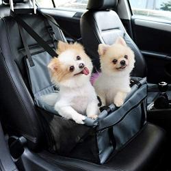 Pet Car Booster Seat For Dog Cat Portable And Breathable Bag With Seat Belt Dog Carrier Safety Stable For Travel Look Out,With Clip On Leash And Storage Pockage (Grey)