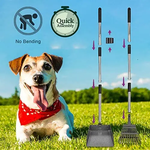 SUNLAX Pet Pooper Scooper, Height Adjustable Dog Poop Scoop Removal