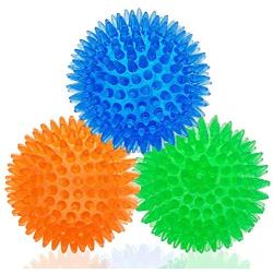 CHLEBEM Dog Balls Squeaky Small Dog Toys Puppy Toys Dog Chew Toy for Small Medium Dogs Interactive Durable Bouncy Spike Toys Chewing Soft Stab Cleaning Teeth Rubber Dog Ball Puzzle Pet Teething